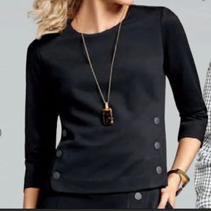 CAbi Black Utility Style 3/4 Sleeve Top #3232 Medium Runs Small
